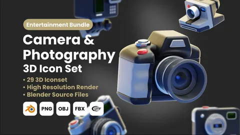 Camera & Photography 3D Icons - Blender 3d models