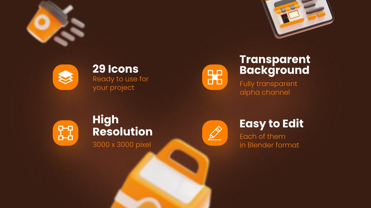 Food Delivery 3D Icons screenshot 2