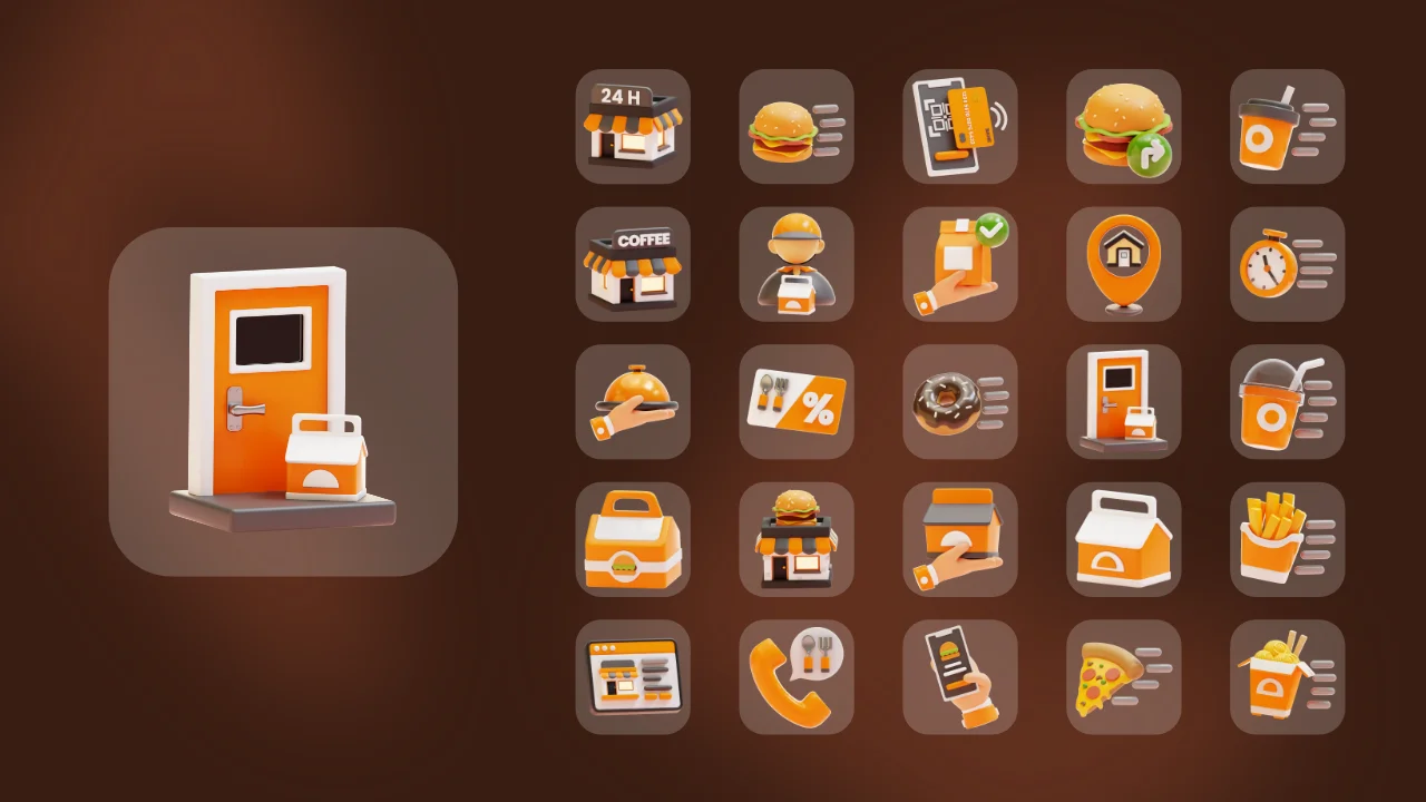Food Delivery 3D Icons screenshot 7