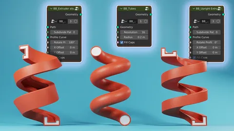 3 Extruders - Blender geometry nodes