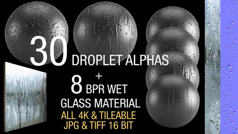 Droplet Alphas & Wet Glass Materials - Blender textures & materials