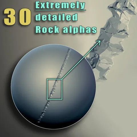 30 HQ Rock Alphas - Blender sculpting brushes