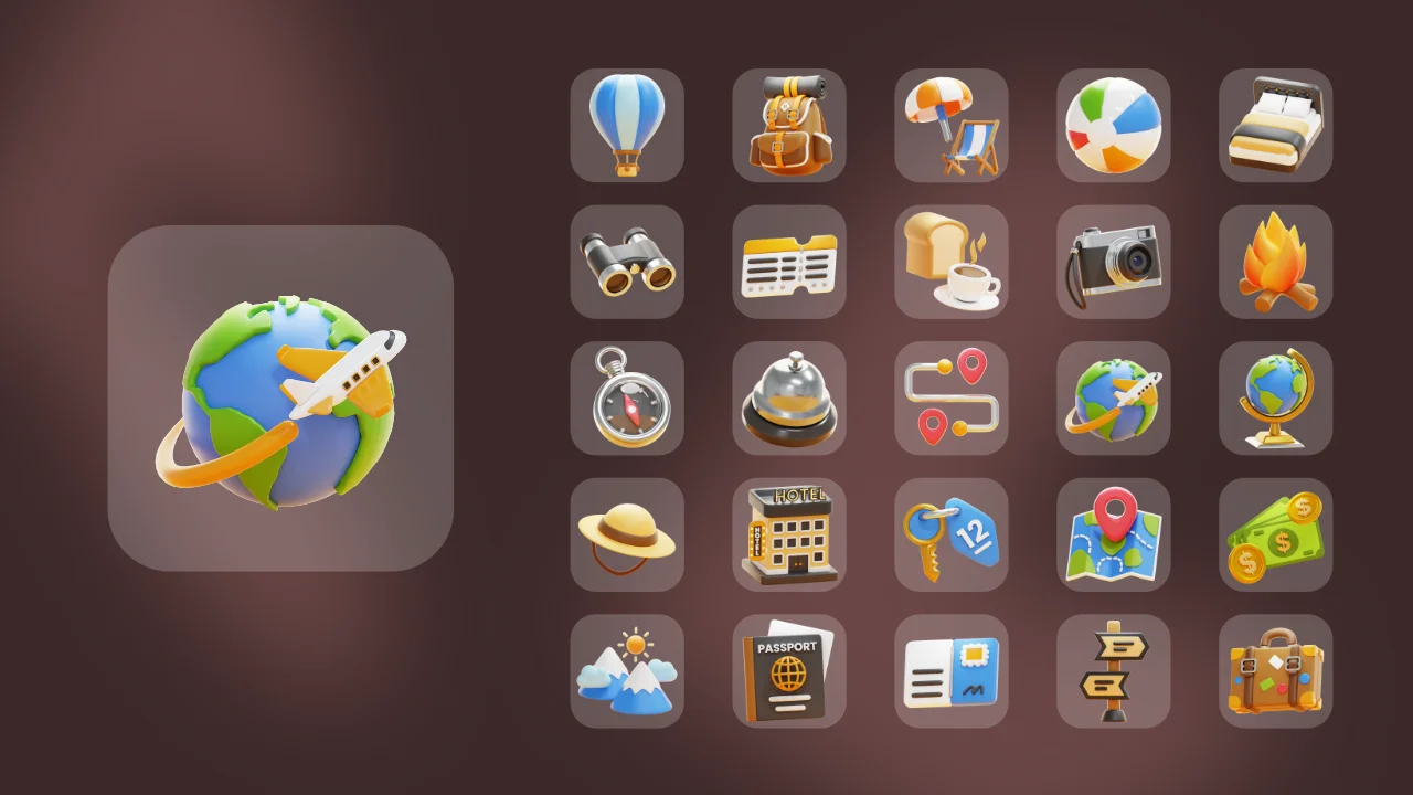 Trip & Traveling 3D Icons screenshot 7