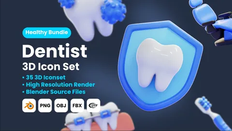 Dentist 3D Icons - Blender 3d models