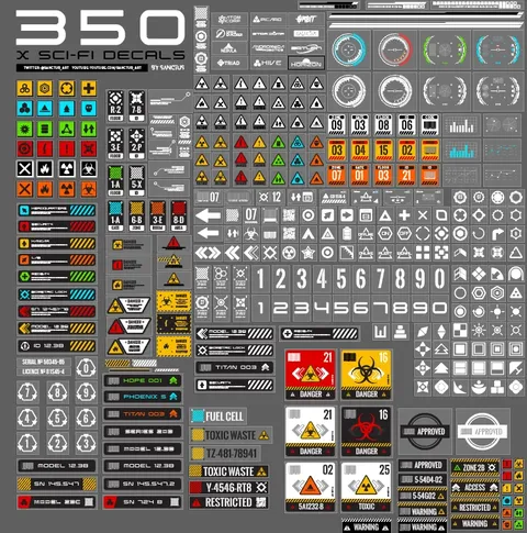 Sci-Fi Decal Pack - Blender textures & materials