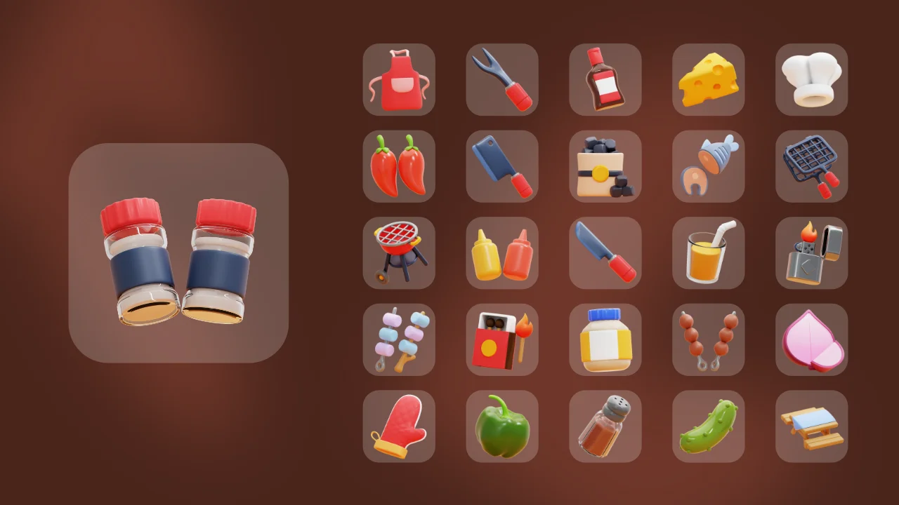 36 Barbecue 3D Icons screenshot 7
