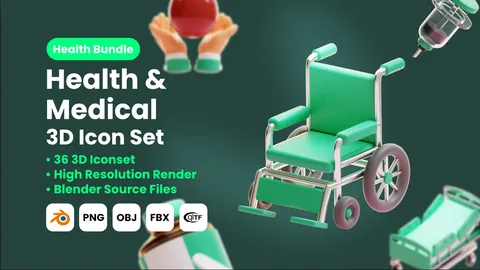 Healthcare & Medical 3D Icons - Blender 3d models