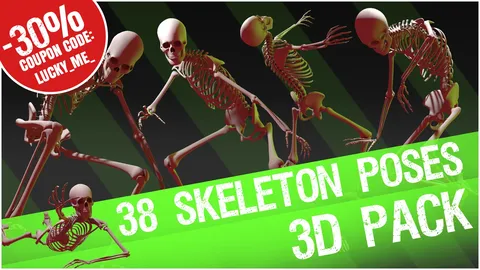 38 Skeleton Poses - Blender 3d models