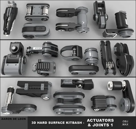 Hard Surface Actuators and Joints - Blender 3d models