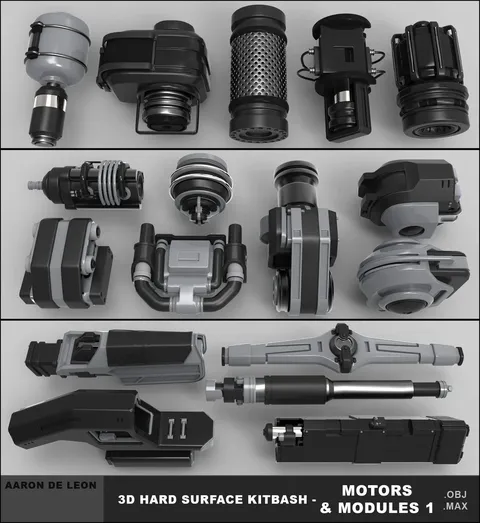 Motors And Modules Kitbash - Blender 3d models