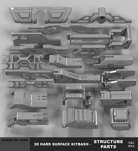 Hard Surface Structure Parts - Blender 3d models