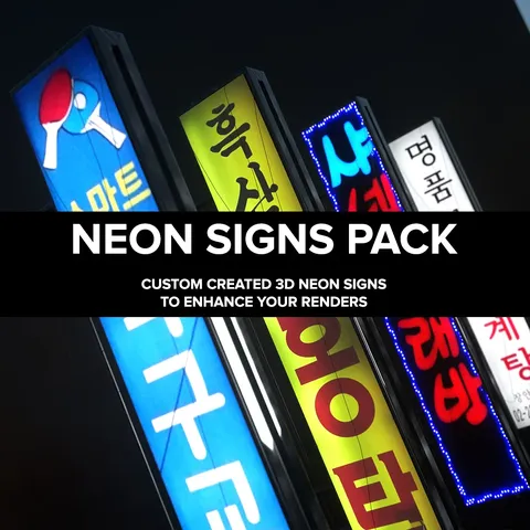 Korean Neon Signs - Blender 3d models