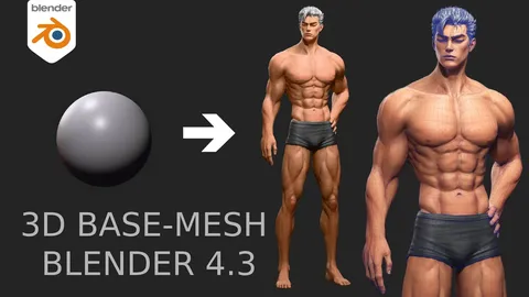Male Body Base-Mesh Modeling - Blender tutorials & courses