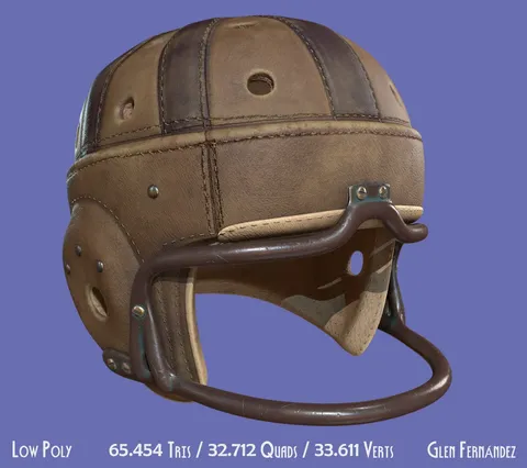 Vintage 1940 Leather Football Helmet - Blender 3d models