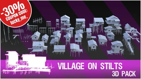 Village on Stilts - Blender 3d models
