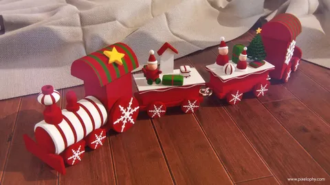 Christmas Wooden Train - Blender 3d models