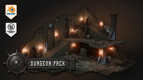 Stylized Dungeon Kitbash Pack - Blender 3d models