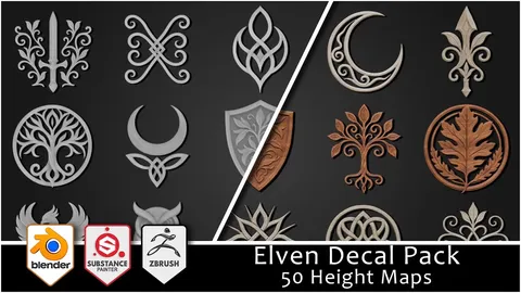 Elven Ornamental Decal Pack - Blender textures & materials