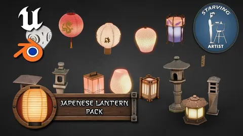 3DT Japanese Lantern Pack - Blender 3d models