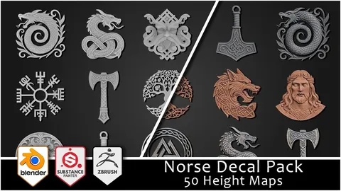Norse Decal & Stamp Pack - Blender textures & materials