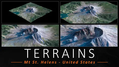 Mount St. Helens Terrain - Blender 3d models