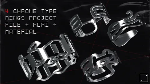 4 Chrome Type Rings - Blender 3d models