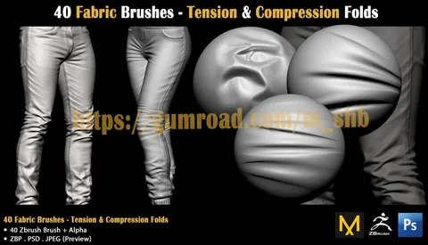 40 Fabric Brushes - Blender sculpting brushes