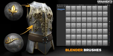 400 Ornamental Sculpting Brushes - Blender sculpting brushes
