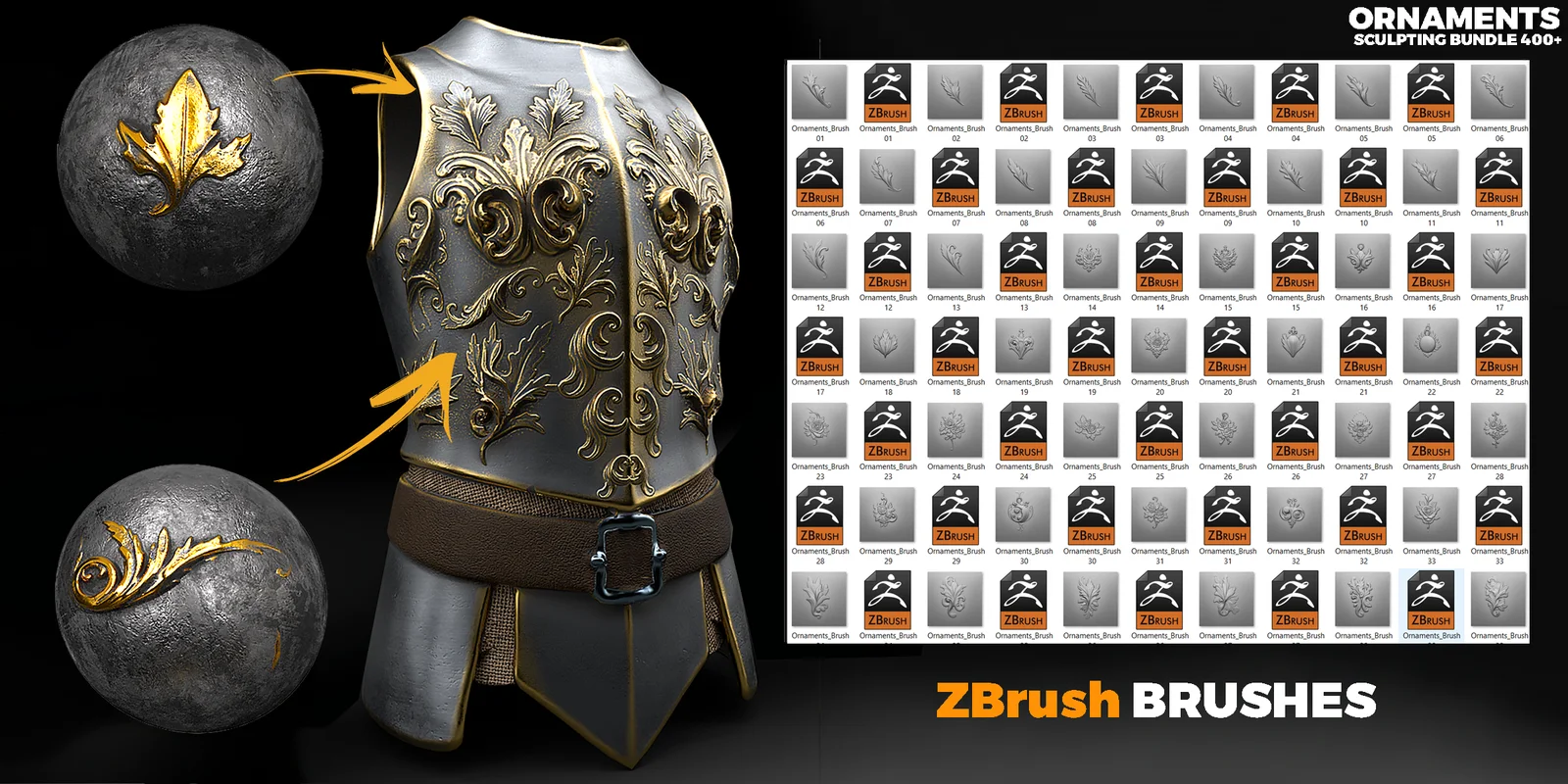 400 Ornamental Sculpting Brushes screenshot 2