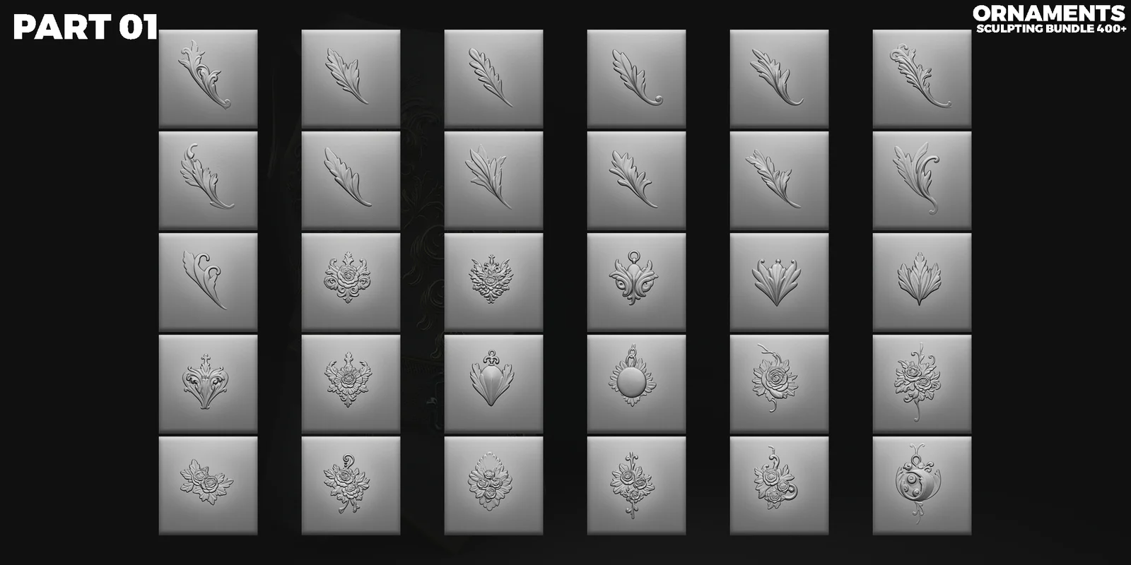 400 Ornamental Sculpting Brushes screenshot 3