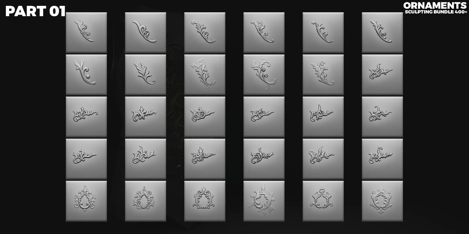 400 Ornamental Sculpting Brushes screenshot 5