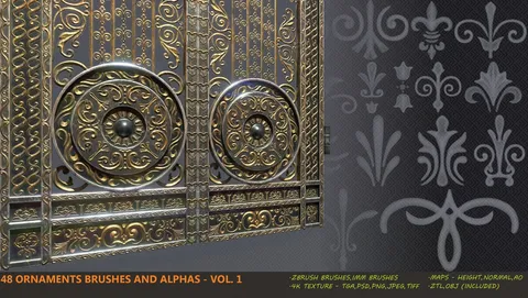 48 Ornaments Brushes and Alphas - Blender sculpting brushes