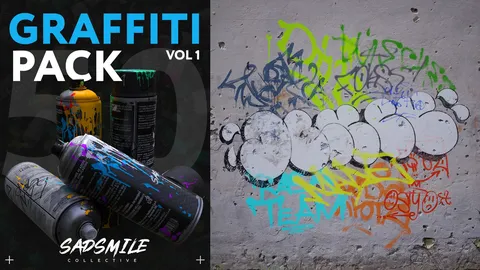 50 Graffiti Decals Vol. 1 - Blender textures & materials