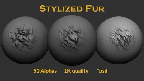 50 Stylized Fur Alphas - Blender sculpting brushes