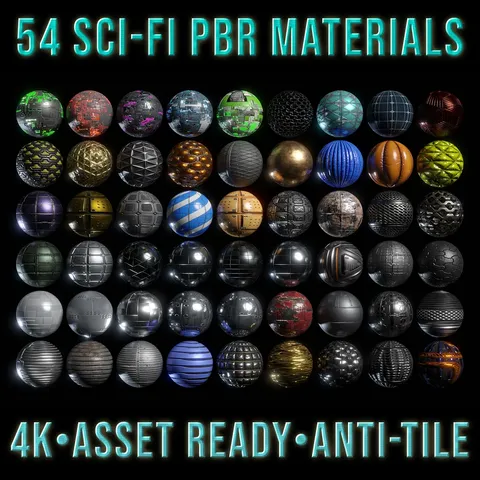54 Sci-Fi PBR Materials - Blender shaders