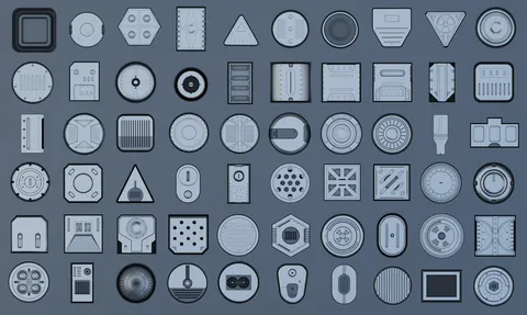 60 Sci-Fi Decals - Blender textures & materials