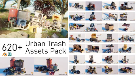 Urban Trash Assets Complete Pack - Blender 3d models
