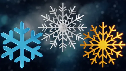 9 Snowflake Models - Blender 3d models