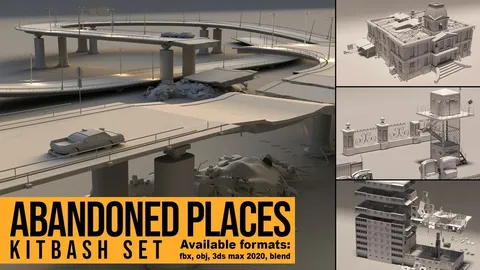 Abandoned Places Kitbash Set - Blender 3d models