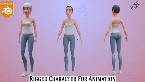 Abi Stylized Rigged Character - Blender 3d models