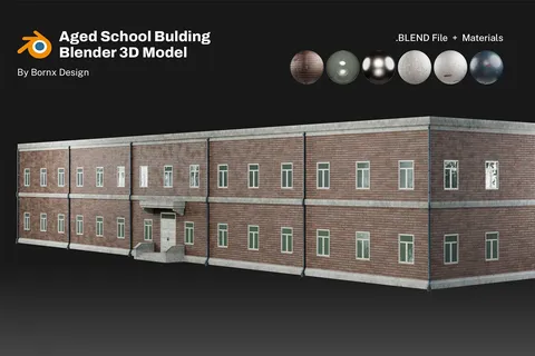 Aged School Building - Blender 3d models