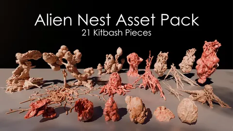 Alien Nest Asset Pack - Blender 3d models