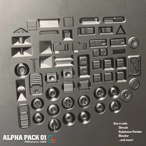 Alpha Pack 01 - Blender sculpting brushes