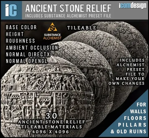 Ancient Stone Relief Textures - Blender textures & materials