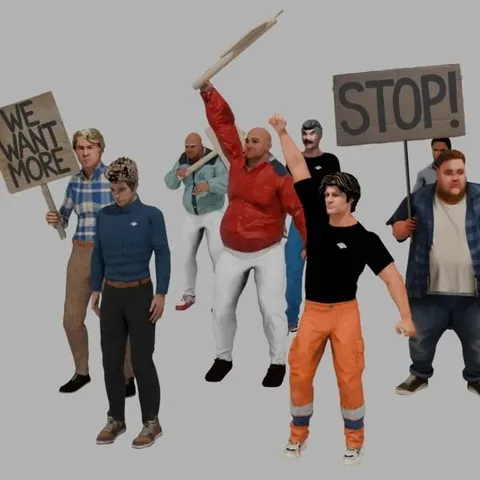 Angry Mob of Protesters - Blender 3d models