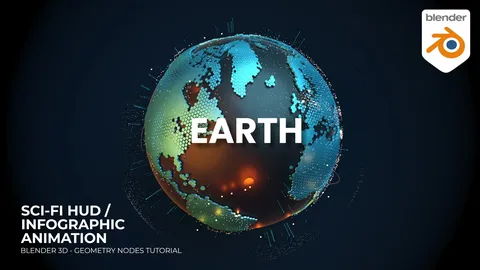 Animated 3D Globe - Blender geometry nodes