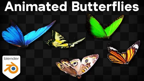 Animated Butterflies - Blender 3d models