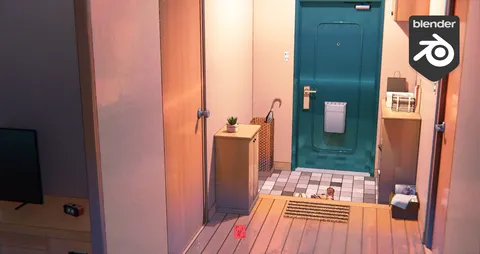 Anime Apartment Entrance - Blender scenes