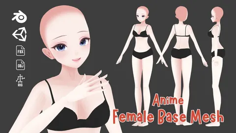 Anime Female Base Mesh - Blender 3d models