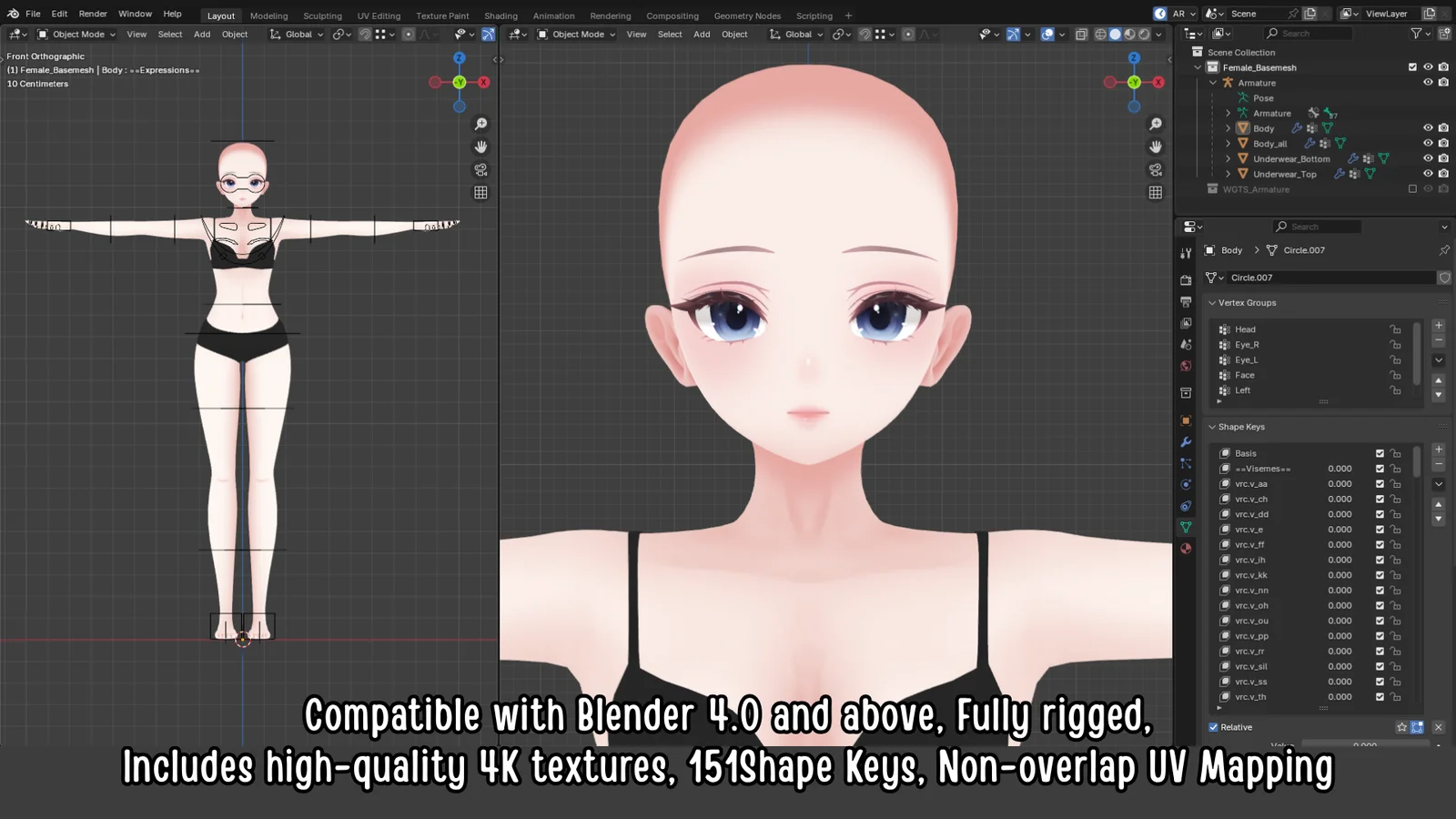 Anime Female Base Mesh screenshot 6